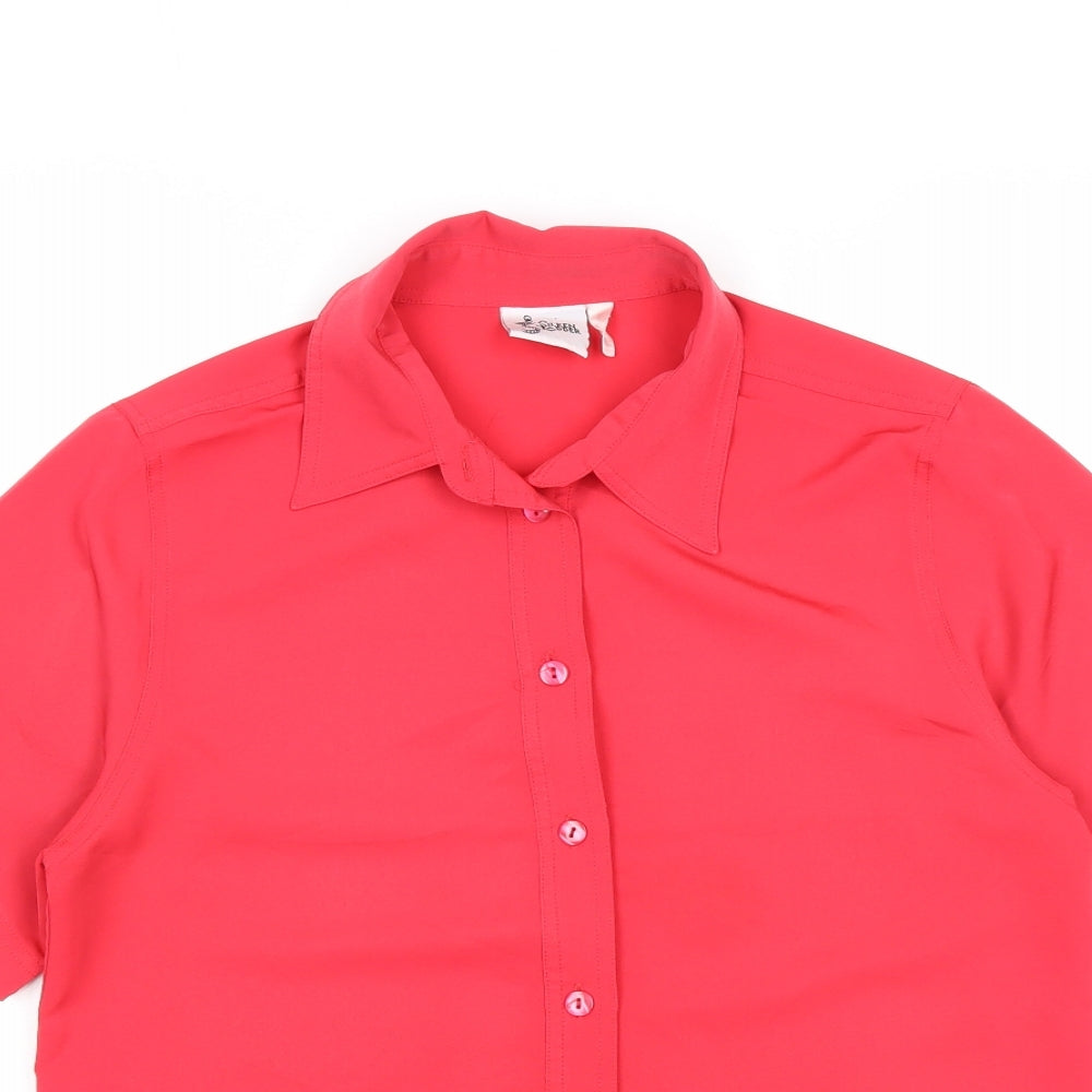 Silken Ladder Womens Pink Polyester Basic Button-Up Size 10 Collared