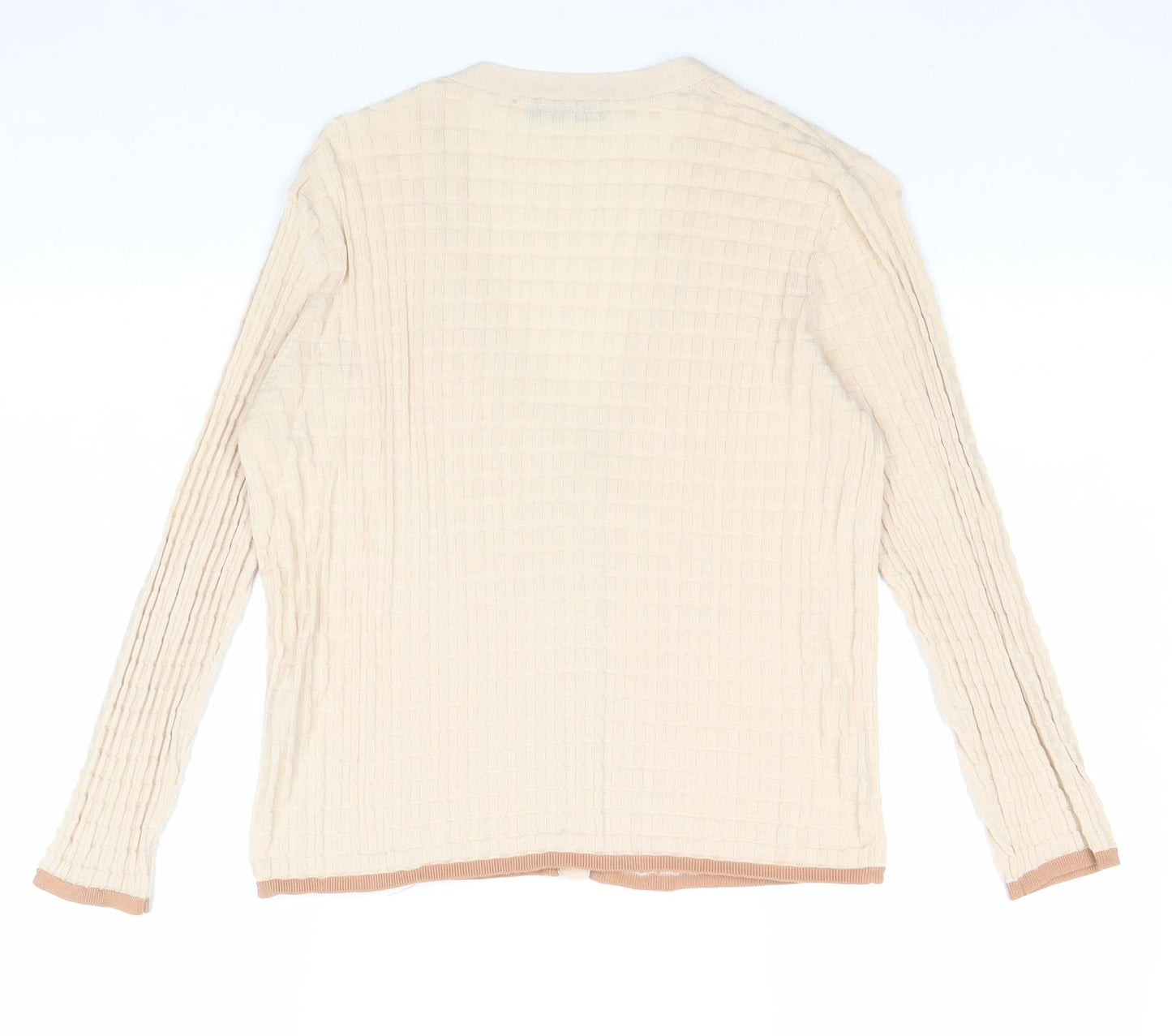 Zara Womens Beige V-Neck 100% Cotton Cardigan Jumper Size S