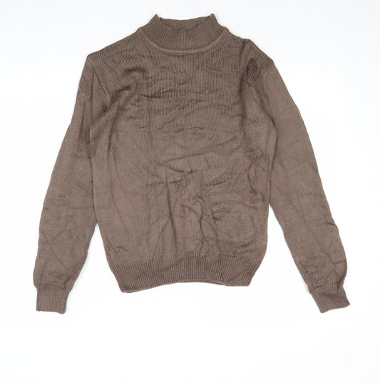 Damart Womens Brown High Neck Polyester Pullover Jumper Size 8