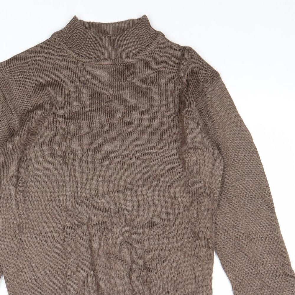 Damart Womens Brown High Neck Polyester Pullover Jumper Size 8