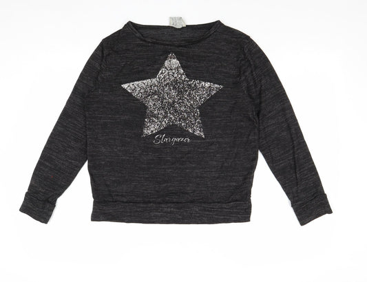 Matalan Womens Black Round Neck Polyester Pullover Jumper Size S - Stargaze