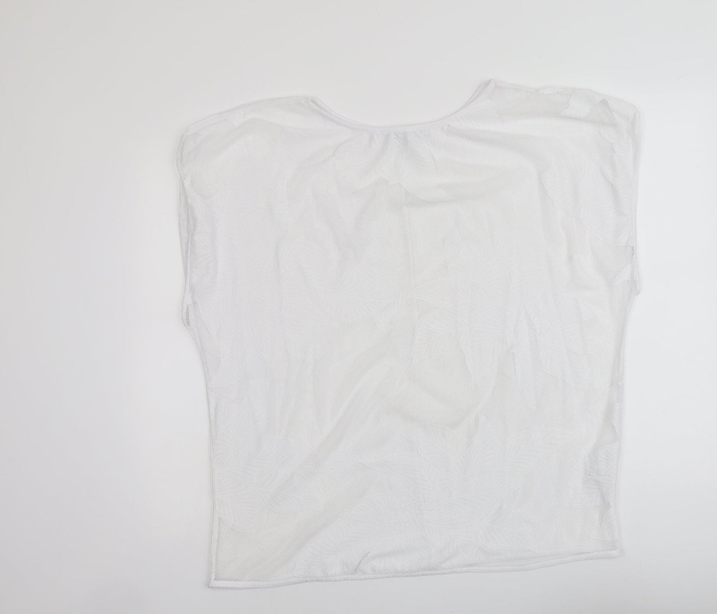 George Womens White Polyester Basic Blouse Size S Boat Neck