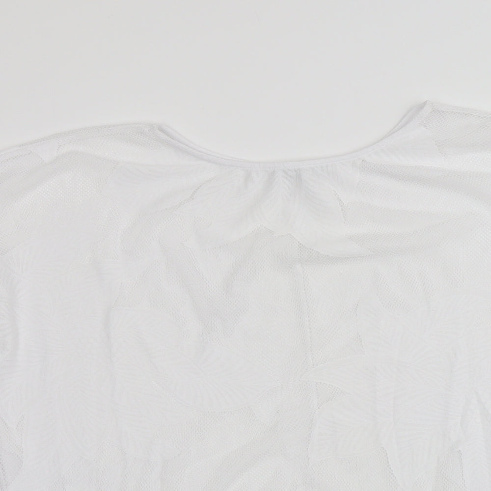 George Womens White Polyester Basic Blouse Size S Boat Neck