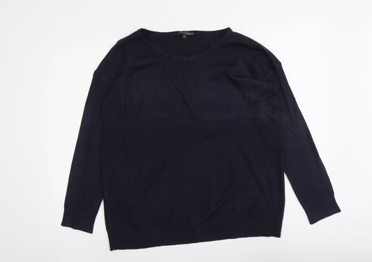 Bonmarché Womens Blue Round Neck Acrylic Pullover Jumper Size 12