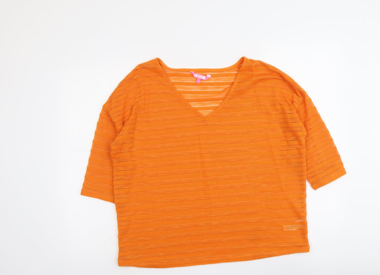 NEXT Womens Orange Polyester Basic Blouse Size 10 V-Neck