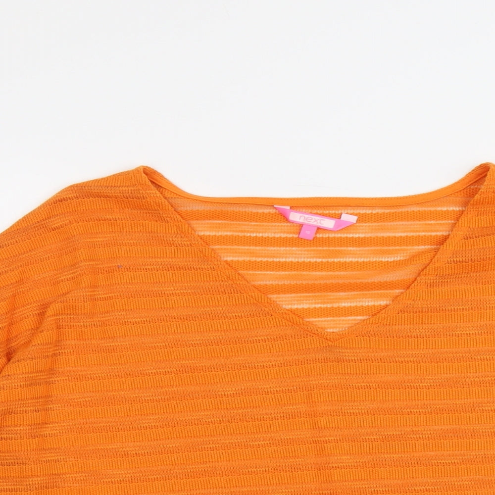 NEXT Womens Orange Polyester Basic Blouse Size 10 V-Neck