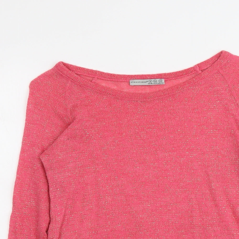 Atmosphere Womens Pink Round Neck Acrylic Pullover Jumper Size 6
