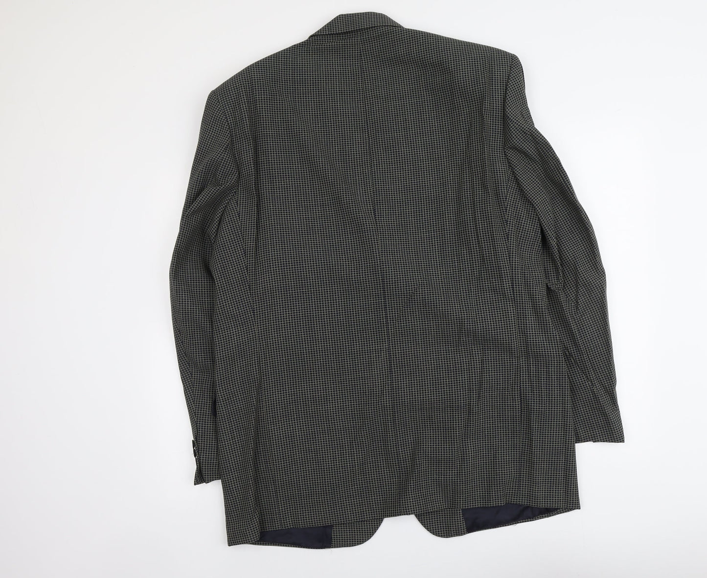 Marks and Spencer Mens Blue Geometric Wool Jacket Suit Jacket Size L Regular