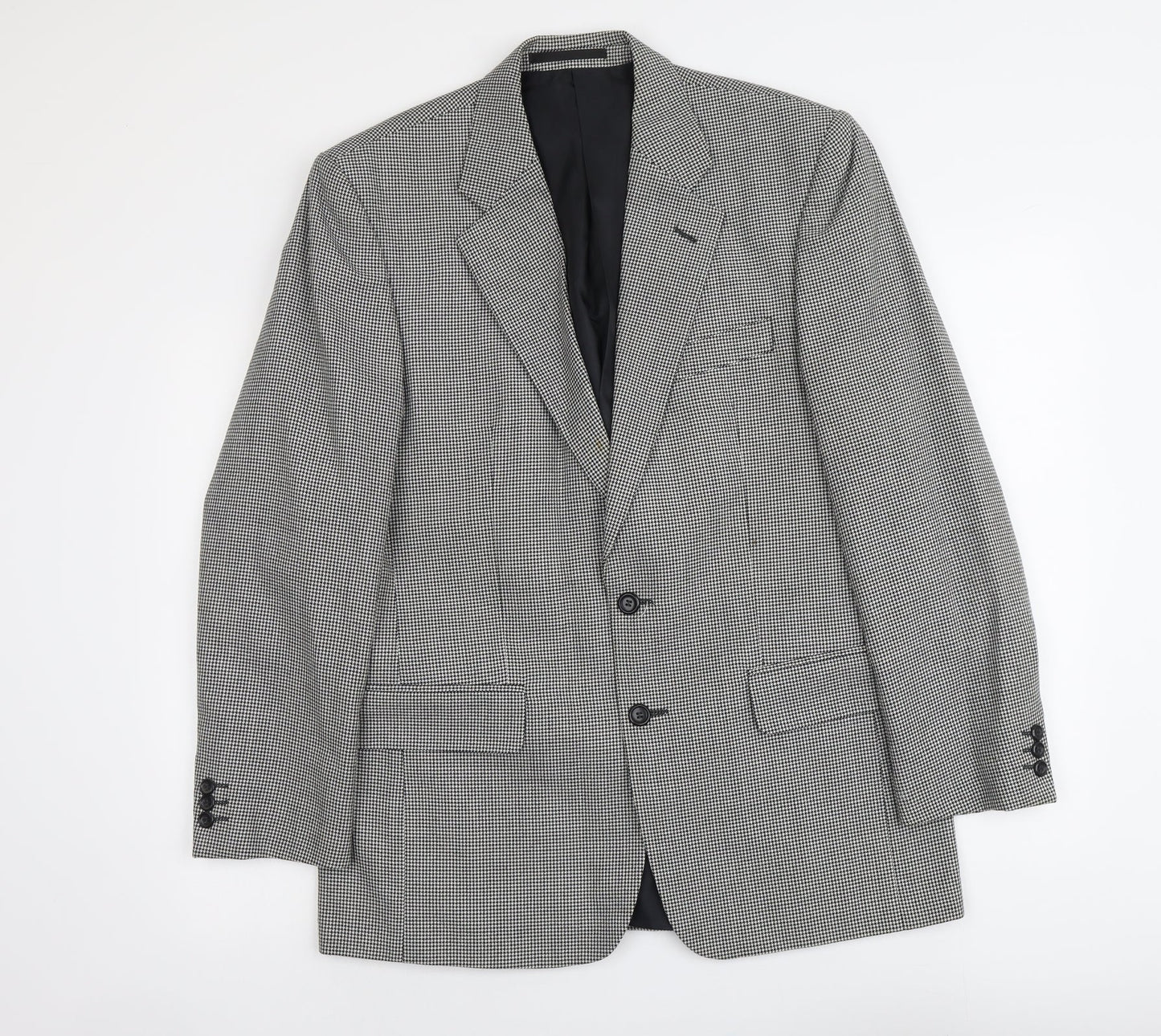 SCOTT Mens Black Geometric Polyester Jacket Blazer Size M Regular
