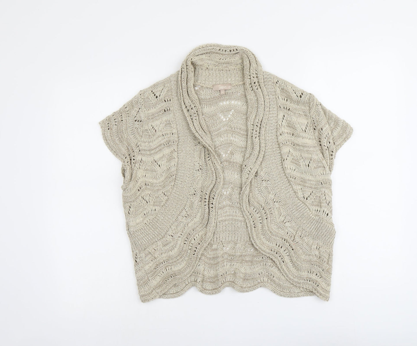 Soon Womens Beige Collared Cotton Cardigan Jumper Size 18
