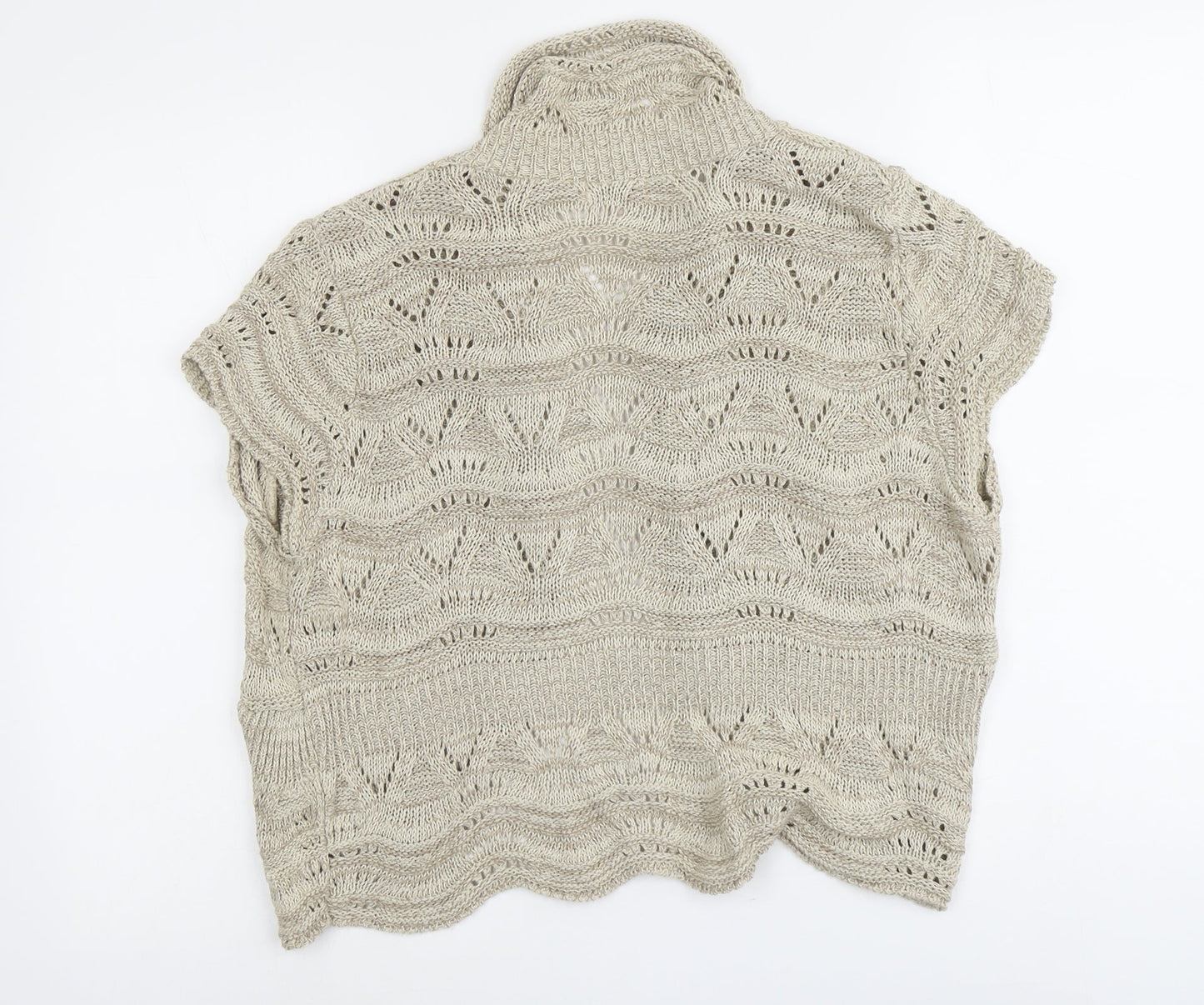 Soon Womens Beige Collared Cotton Cardigan Jumper Size 18