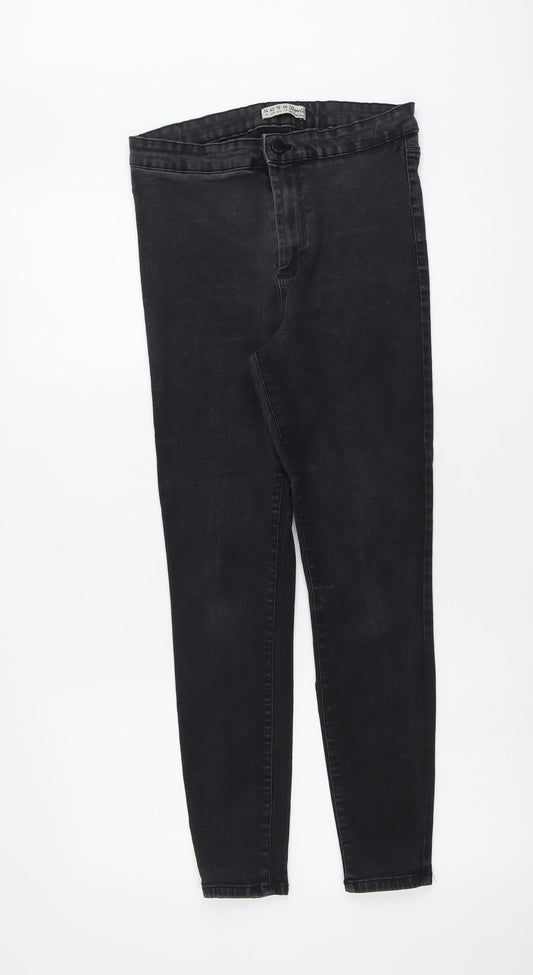 Denim & Co. Womens Grey Cotton Skinny Jeans Size 14 L26 in Regular Button