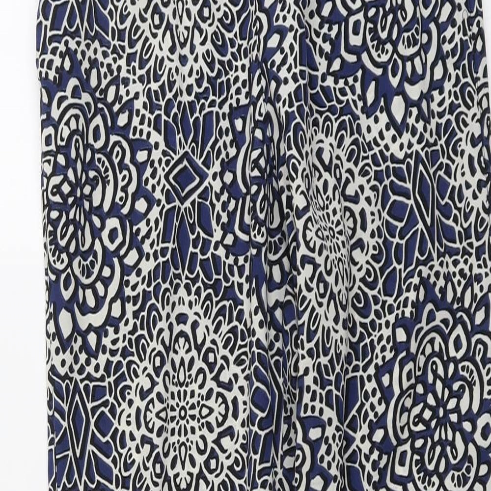 Topshop Womens Blue Geometric Polyester Jogger Trousers Size 8 L27 in Regular Drawstring
