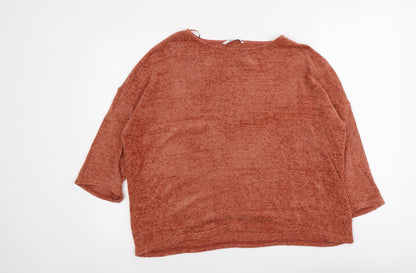 Tu Womens Red Round Neck Acrylic Pullover Jumper Size 16