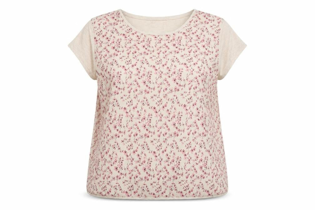 NEXT Womens Beige Floral Polyester Basic Blouse Size 12 Round Neck