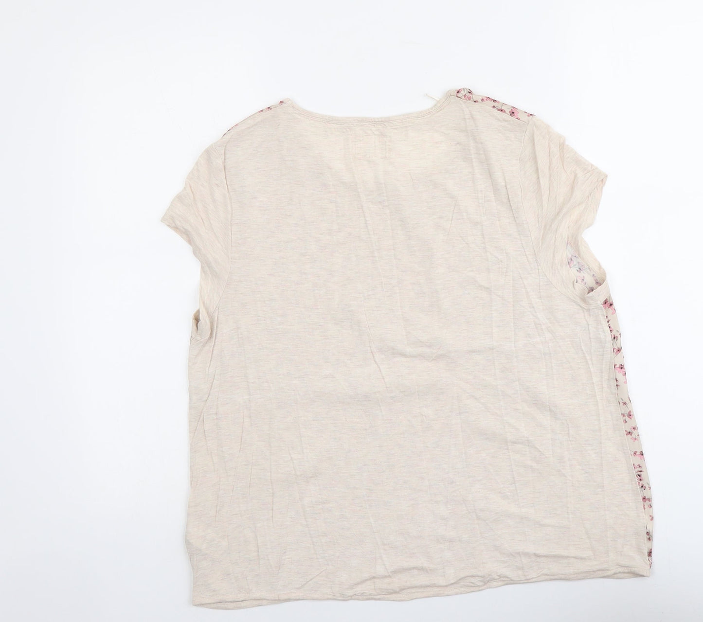 NEXT Womens Beige Floral Polyester Basic Blouse Size 12 Round Neck