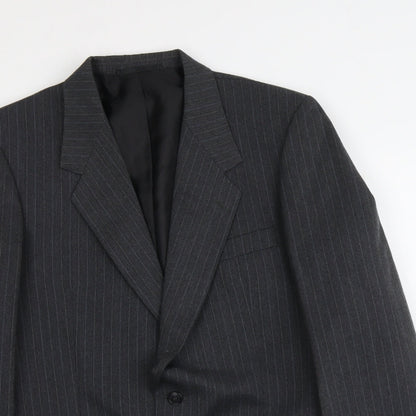 C&A Mens Grey Striped Wool Jacket Suit Jacket Size M Regular