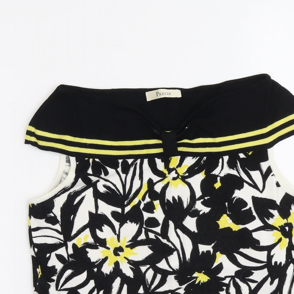 Precis Womens Black Floral Viscose Basic Blouse Size S Off the Shoulder