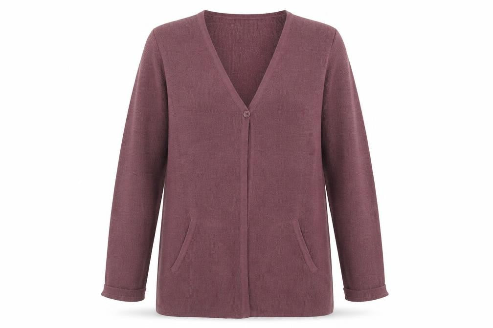 Hawkshead Womens Purple V-Neck Acrylic Cardigan Jumper Size 12