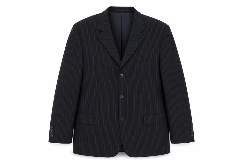 SMITHYS Mens Black Striped Wool Jacket Suit Jacket Size 44 Regular