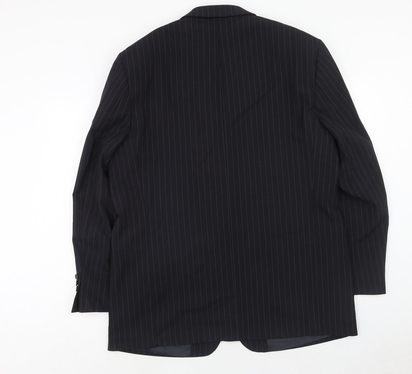 SMITHYS Mens Black Striped Wool Jacket Suit Jacket Size 44 Regular