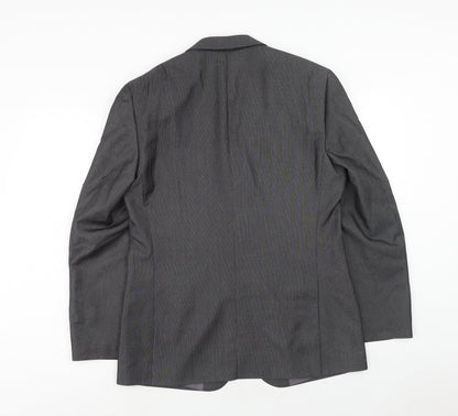 F&F Mens Grey Striped Polyester Jacket Suit Jacket Size 38 Regular