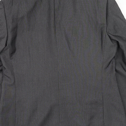 F&F Mens Grey Striped Polyester Jacket Suit Jacket Size 38 Regular