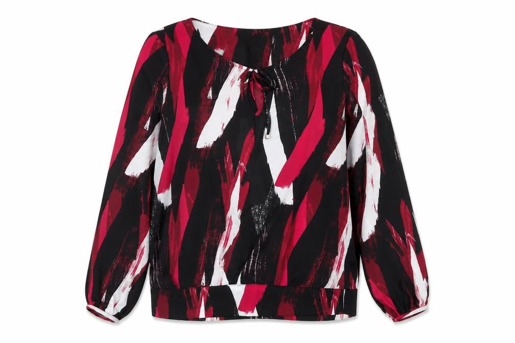 Debenhams Womens Pink Geometric Polyester Basic Blouse Size 8 Boat Neck