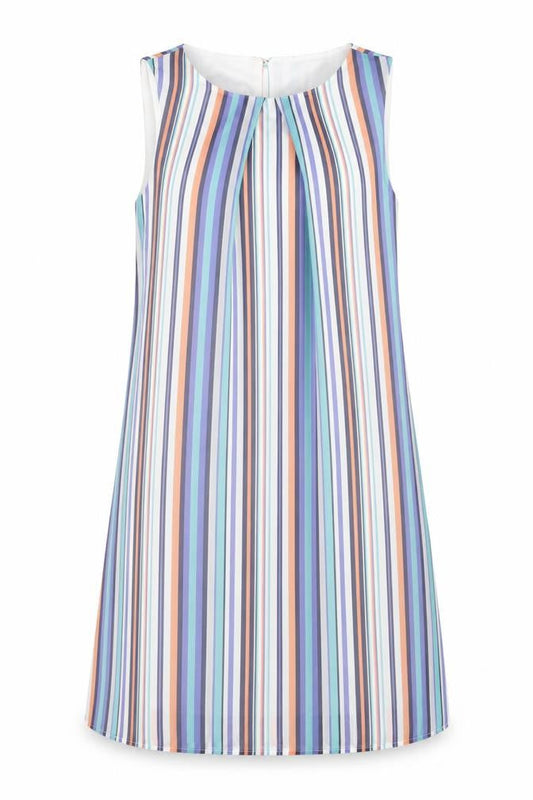 Atmosphere Womens Multicoloured Striped Polyester A-Line Size 8 Round Neck Button
