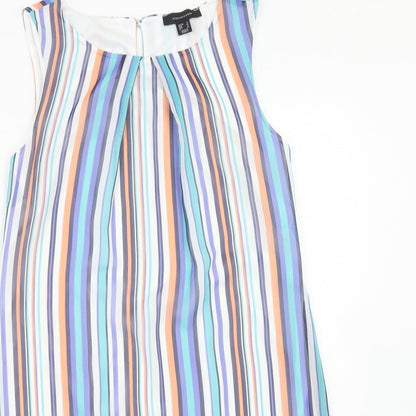 Atmosphere Womens Multicoloured Striped Polyester A-Line Size 8 Round Neck Button