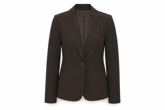 Kasper Womens Brown Striped Polyester Jacket Suit Jacket Size 6