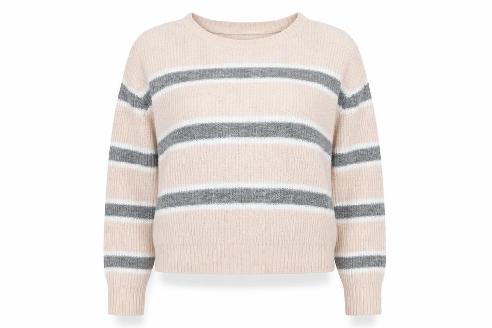 H&M Womens Pink Boat Neck Striped Acrylic Pullover Jumper Size M