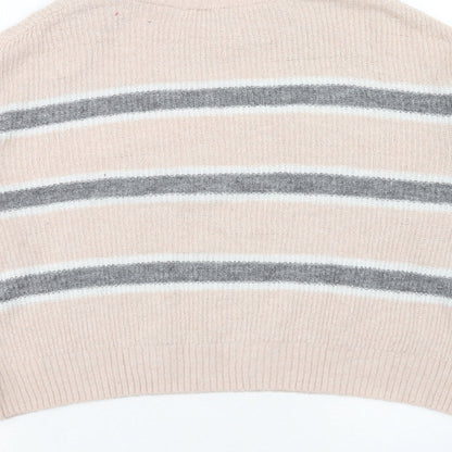 H&M Womens Pink Boat Neck Striped Acrylic Pullover Jumper Size M