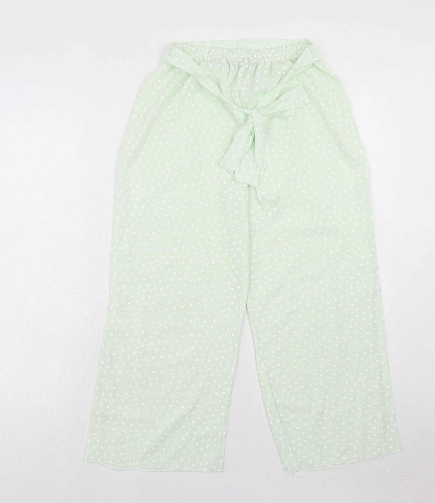 Boohoo Womens Green Polka Dot Polyester Trousers Size 8 Regular Tie