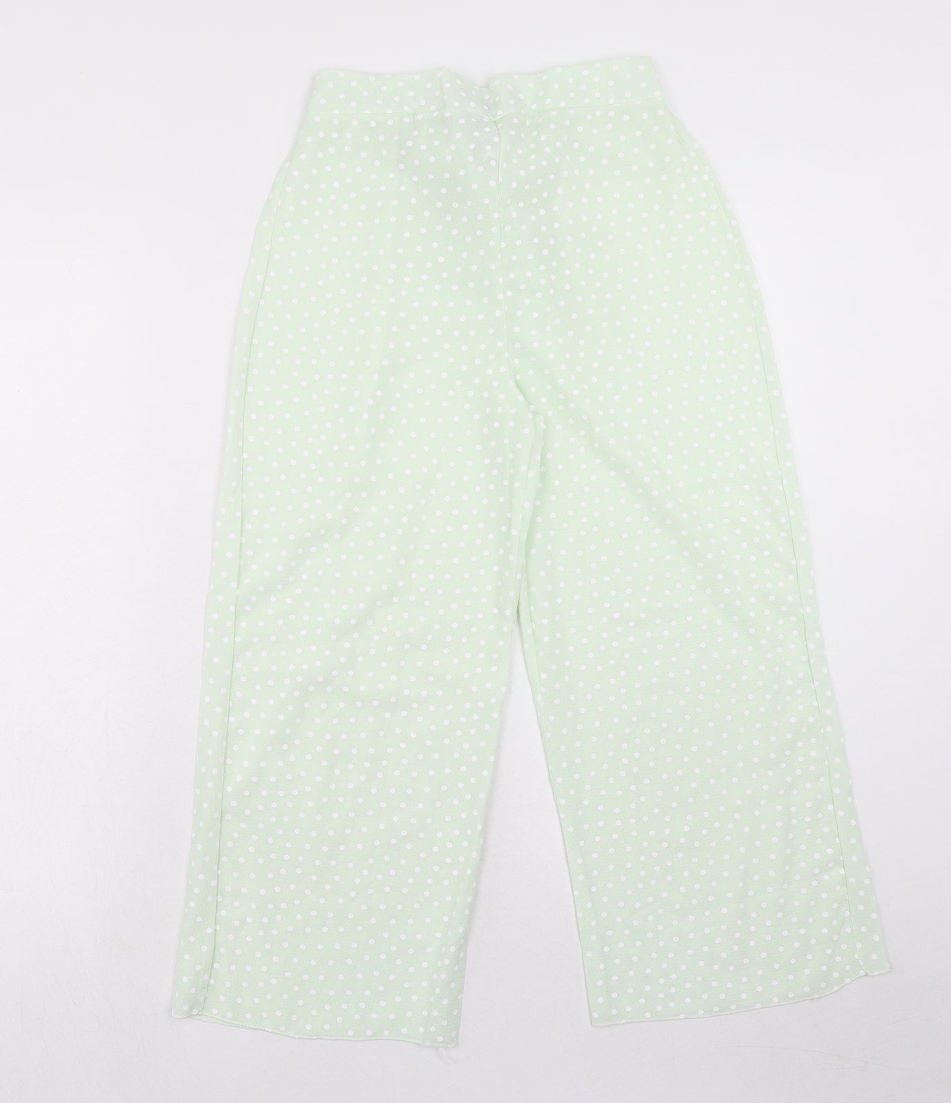 Boohoo Womens Green Polka Dot Polyester Trousers Size 8 Regular Tie