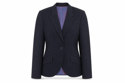 Waredrobe Womens Blue Striped Polyester Jacket Suit Jacket Size 12