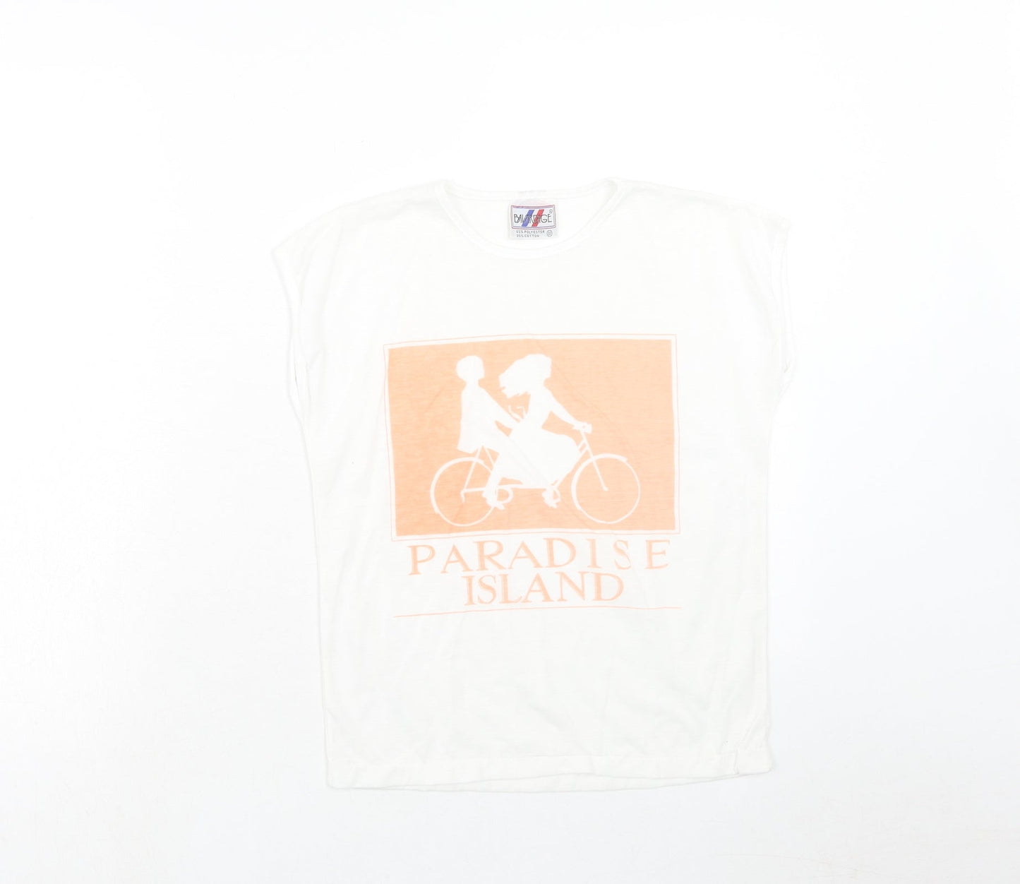 Bavarridge Womens White Polyester Basic T-Shirt Size 4 Round Neck - Paradise Island