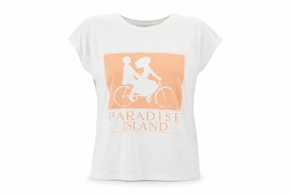 Bavarridge Womens White Polyester Basic T-Shirt Size 4 Round Neck - Paradise Island