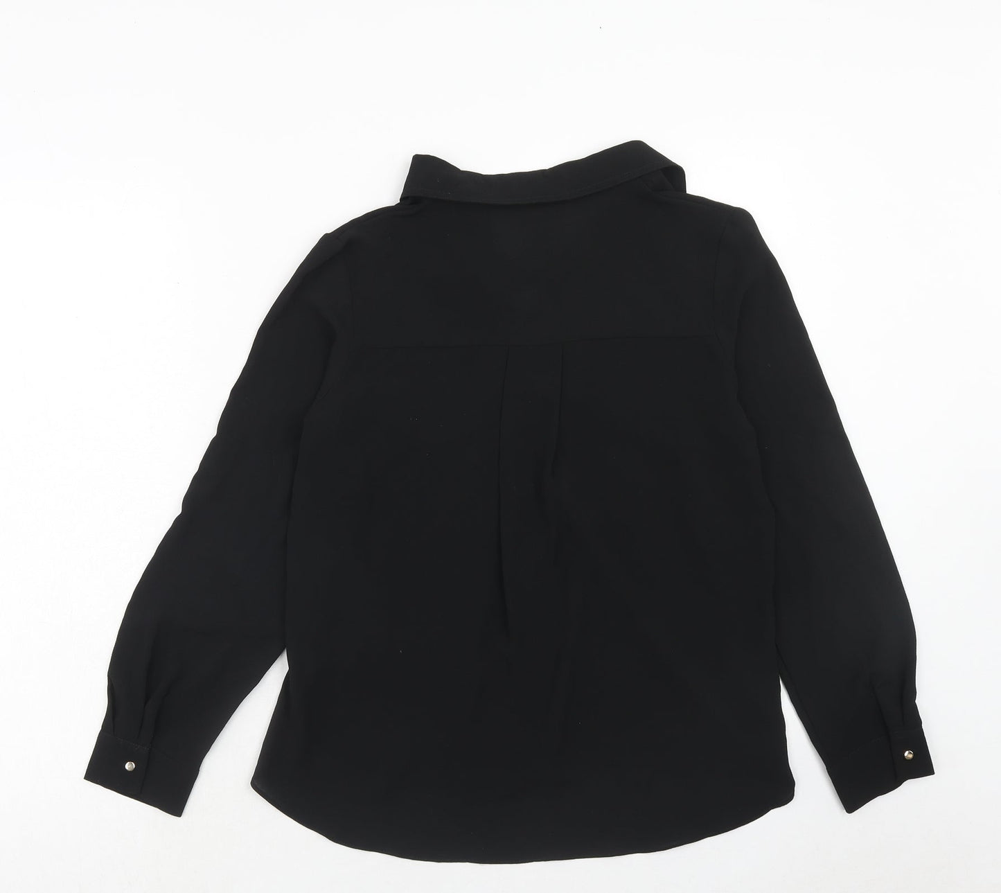 QED London Womens Black Polyester Basic Blouse Size S Collared