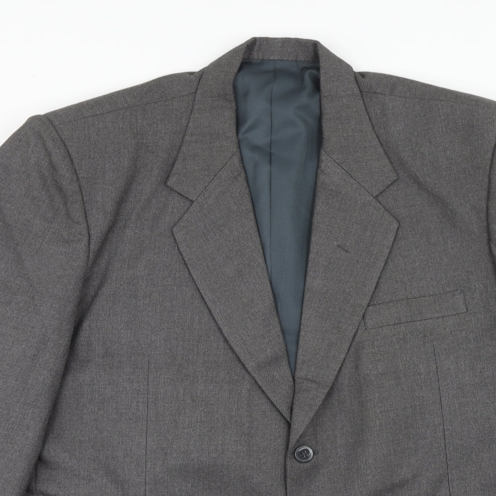 Preworn Mens Grey Polyester Jacket Suit Jacket Size 44 Regular