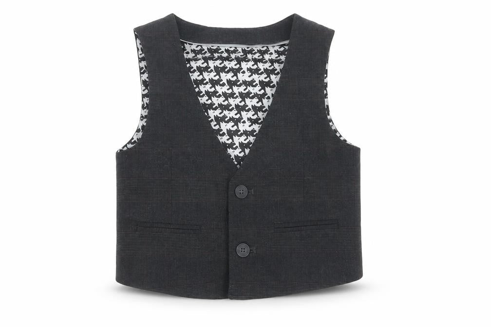 Autograph Boys Grey Check Jacket Waistcoat Size 3-4 Years Button