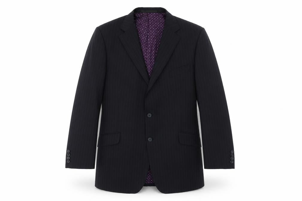 Marks & Spencer Mens Blue Striped Wool Jacket Suit Jacket Size 46 Regular