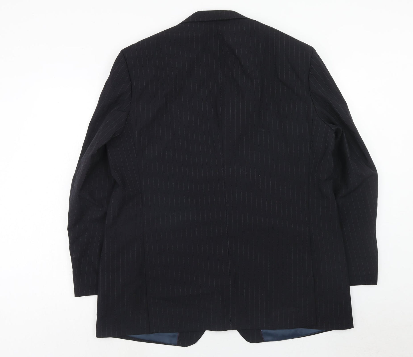 Marks and Spencer Mens Blue Striped Wool Jacket Suit Jacket Size 46 Regular