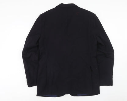 Preworn Mens Blue Polyester Jacket Suit Jacket Size 40 Regular