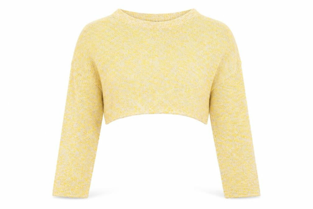 H&M Womens Yellow Round Neck Cotton Pullover Jumper Size S