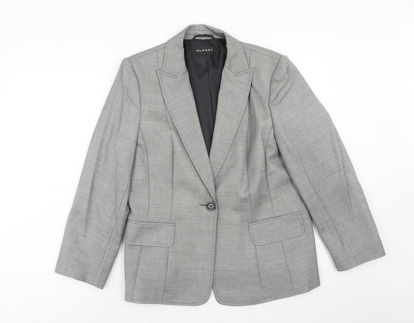 Planet Womens Grey Viscose Jacket Blazer Size 14