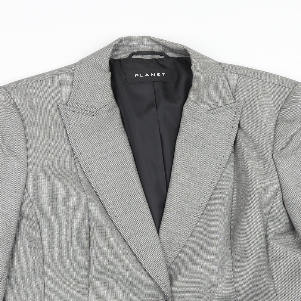 Planet Womens Grey Viscose Jacket Blazer Size 14