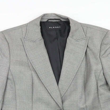Planet Womens Grey Viscose Jacket Blazer Size 14
