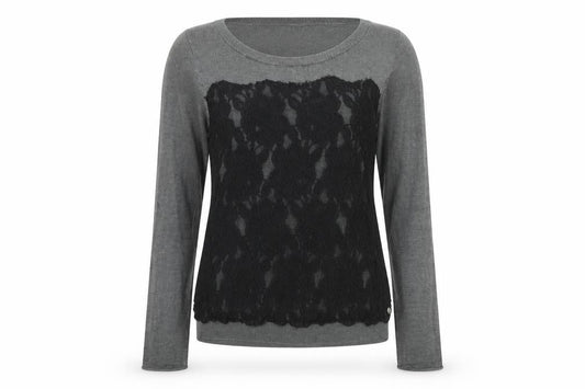Gracia Womens Grey Boat Neck Polyester Pullover Jumper Size M - Lace Front
