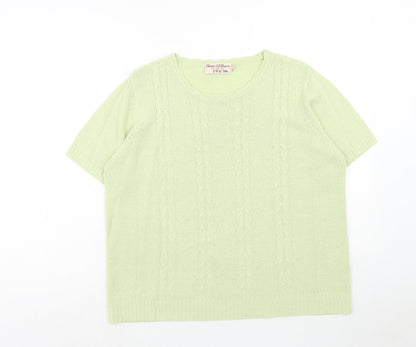 EWM Womens Green Boat Neck Acrylic Pullover Jumper Size L